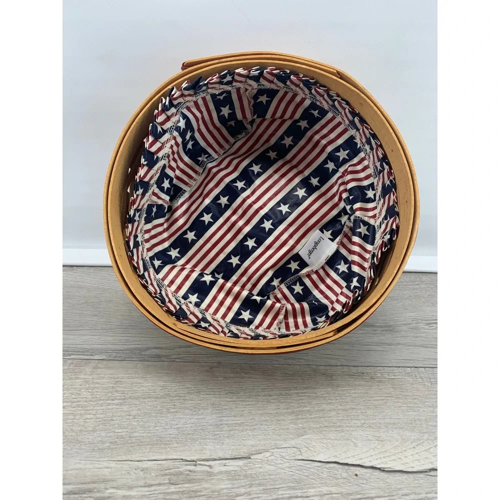 Longaberger 2000 Century Celebration Basket Patriotic Flag Liner Handwoven 8in